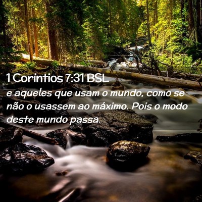 Picture 02 - 1 Coríntios 7:31 BSL - e aqueles que usam o mundo, como se não o - Bible Verse Picture