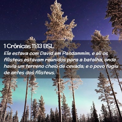 Picture 02 - 1 Crônicas 11:13 BSL - Ele estava com David em Pasdammim, e ali os - Bible Verse Picture