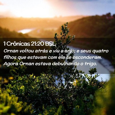 Picture 02 - 1 Crônicas 21:20 BSL - Ornan voltou atrás e viu o anjo; e seus quatro - Bible Verse Picture