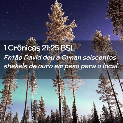 Picture 02 - 1 Crônicas 21:25 BSL - Então David deu a Ornan seiscentos shekels de - Bible Verse Picture
