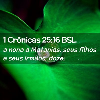 Picture 02 - 1 Crônicas 25:16 BSL - a nona a Matanias, seus filhos e seus irmãos, - Bible Verse Picture