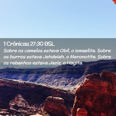 Picture 02 - 1 Crônicas 27:30 BSL - Sobre os camelos estava Obil, o ismaelita. Sobre - Bible Verse Picture