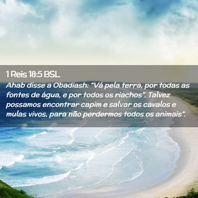 Picture 02 - 1 Reis 18:5 BSL - Ahab disse a Obadiash: “Vá pela terra, por - Bible Verse Picture