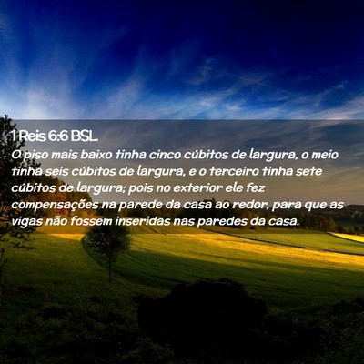 Picture 02 - 1 Reis 6:6 BSL - O piso mais baixo tinha cinco cúbitos de - Bible Verse Picture