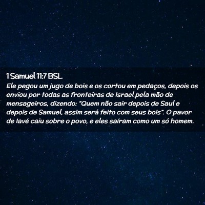 Picture 02 - 1 Samuel 11:7 BSL - Ele pegou um jugo de bois e os cortou em - Bible Verse Picture