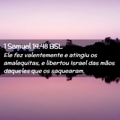 Picture 02 - 1 Samuel 14:48 BSL - Ele fez valentemente e atingiu os amalequitas, e - Bible Verse Picture