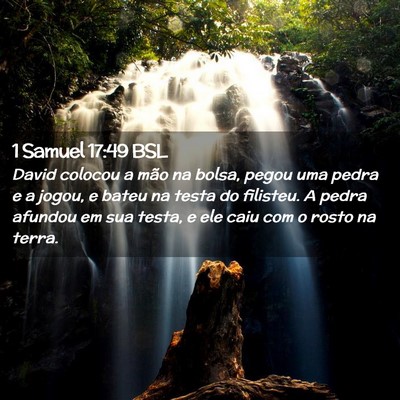 Picture 02 - 1 Samuel 17:49 BSL - David colocou a mão na bolsa, pegou uma pedra e - Bible Verse Picture