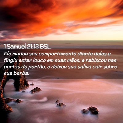 Picture 02 - 1 Samuel 21:13 BSL - Ele mudou seu comportamento diante deles e fingiu - Bible Verse Picture