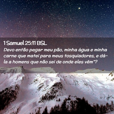 Picture 02 - 1 Samuel 25:11 BSL - Devo então pegar meu pão, minha água e minha - Bible Verse Picture