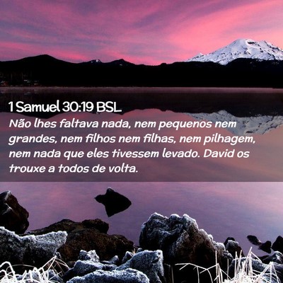 Picture 02 - 1 Samuel 30:19 BSL - Não lhes faltava nada, nem pequenos nem grandes, - Bible Verse Picture