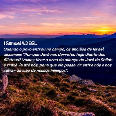 Picture 02 - 1 Samuel 4:3 BSL - Quando o povo entrou no campo, os anciãos de - Bible Verse Picture