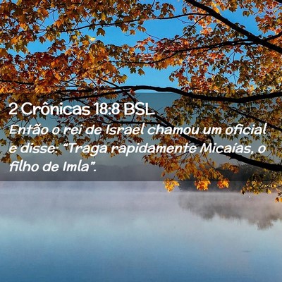 Picture 02 - 2 Crônicas 18:8 BSL - Então o rei de Israel chamou um oficial e disse: - Bible Verse Picture
