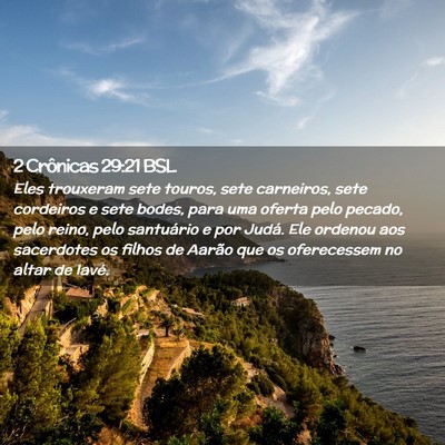 Picture 02 - 2 Crônicas 29:21 BSL - Eles trouxeram sete touros, sete carneiros, sete - Bible Verse Picture