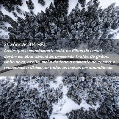 Picture 02 - 2 Crônicas 31:5 BSL - Assim que o mandamento saiu, os filhos de Israel - Bible Verse Picture