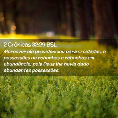 Picture 02 - 2 Crônicas 32:29 BSL - Moreover ele providenciou para si cidades, e - Bible Verse Picture
