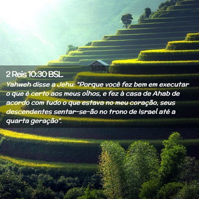 Picture 02 - 2 Reis 10:30 BSL - Yahweh disse a Jehu: “Porque você fez bem em - Bible Verse Picture