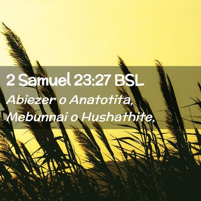 Picture 02 - 2 Samuel 23:27 BSL - Abiezer o Anatotita, Mebunnai o - Bible Verse Picture