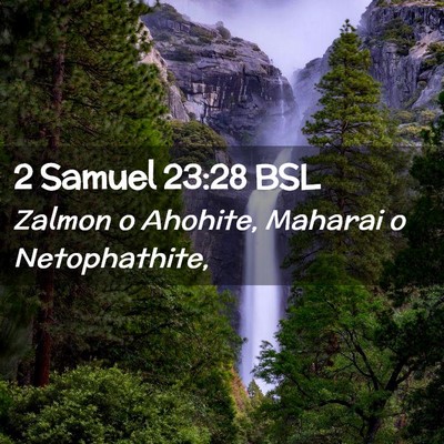 Picture 02 - 2 Samuel 23:28 BSL - Zalmon o Ahohite, Maharai o - Bible Verse Picture