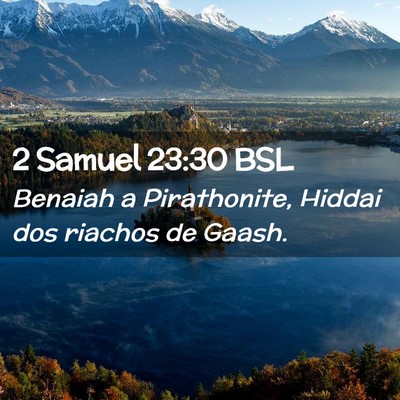 Picture 02 - 2 Samuel 23:30 BSL - Benaiah a Pirathonite, Hiddai dos riachos de - Bible Verse Picture