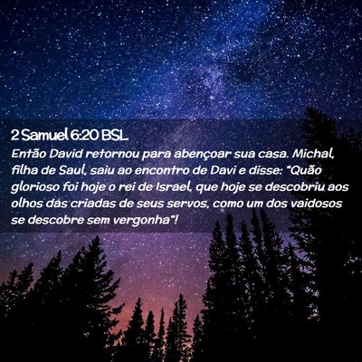 Picture 02 - 2 Samuel 6:20 BSL - Então David retornou para abençoar sua casa. - Bible Verse Picture