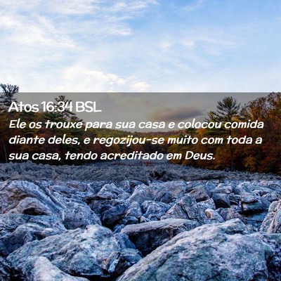 Picture 02 - Atos 16:34 BSL - Ele os trouxe para sua casa e colocou comida - Bible Verse Picture