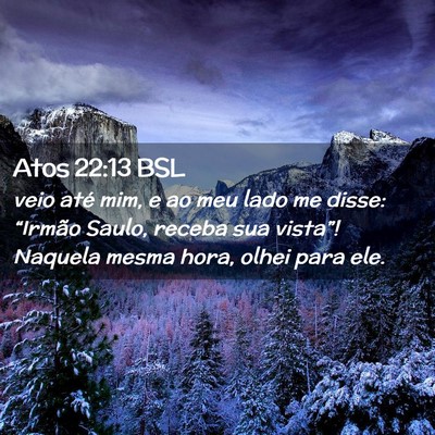 Picture 02 - Atos 22:13 BSL - veio até mim, e ao meu lado me disse: “Irmão - Bible Verse Picture
