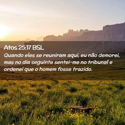 Picture 02 - Atos 25:17 BSL - Quando eles se reuniram aqui, eu não demorei, - Bible Verse Picture