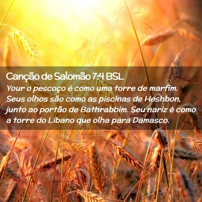 Picture 02 - Canção de Salomão 7:4 BSL - Your o pescoço é como uma torre de marfim. Seus - Bible Verse Picture