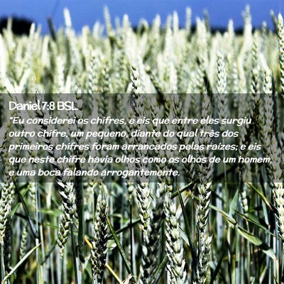Picture 02 - Daniel 7:8 BSL - “Eu considerei os chifres, e eis que entre eles - Bible Verse Picture