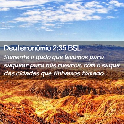 Picture 02 - Deuteronômio 2:35 BSL - Somente o gado que levamos para saquear para nós - Bible Verse Picture