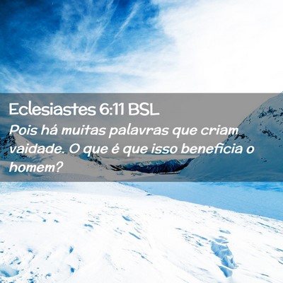 Picture 02 - Eclesiastes 6:11 BSL - Pois há muitas palavras que criam vaidade. O que - Bible Verse Picture