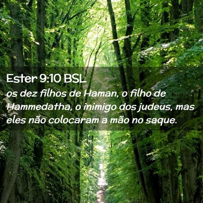 Picture 02 - Ester 9:10 BSL - os dez filhos de Haman, o filho de Hammedatha, o - Bible Verse Picture