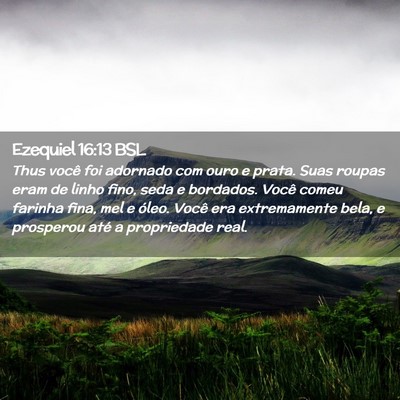 Picture 02 - Ezequiel 16:13 BSL - Thus você foi adornado com ouro e prata. Suas - Bible Verse Picture
