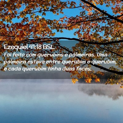 Picture 02 - Ezequiel 41:18 BSL - Foi feito com querubins e palmeiras. Uma palmeira - Bible Verse Picture