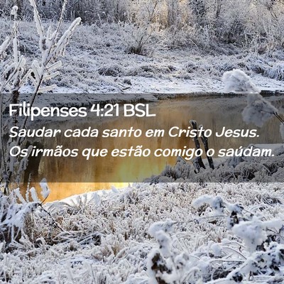 Picture 02 - Filipenses 4:21 BSL - Saudar cada santo em Cristo Jesus. Os irmãos que - Bible Verse Picture