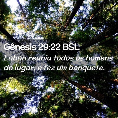 Picture 02 - Gênesis 29:22 BSL - Laban reuniu todos os homens do lugar, e fez um - Bible Verse Picture