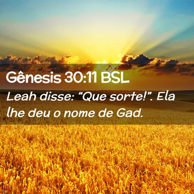 Picture 02 - Gênesis 30:11 BSL - Leah disse: “Que sorte!”. Ela lhe deu o nome - Bible Verse Picture