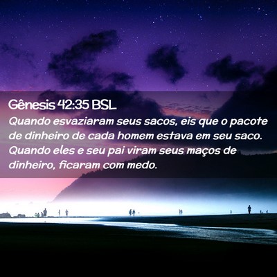 Picture 02 - Gênesis 42:35 BSL - Quando esvaziaram seus sacos, eis que o pacote de - Bible Verse Picture