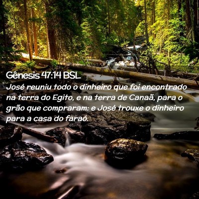 Picture 02 - Gênesis 47:14 BSL - José reuniu todo o dinheiro que foi encontrado - Bible Verse Picture