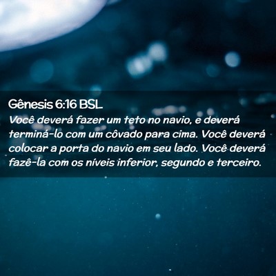 Picture 02 - Gênesis 6:16 BSL - Você deverá fazer um teto no navio, e deverá - Bible Verse Picture
