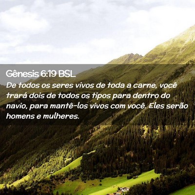 Picture 02 - Gênesis 6:19 BSL - De todos os seres vivos de toda a carne, você - Bible Verse Picture