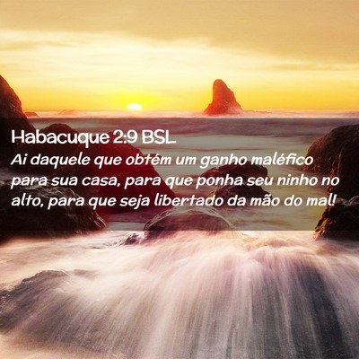 Picture 02 - Habacuque 2:9 BSL - Ai daquele que obtém um ganho maléfico para sua - Bible Verse Picture