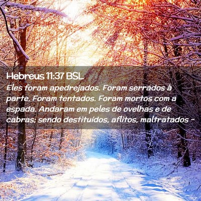 Picture 02 - Hebreus 11:37 BSL - Eles foram apedrejados. Foram serrados à parte. - Bible Verse Picture