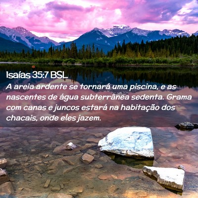 Picture 02 - Isaías 35:7 BSL - A areia ardente se tornará uma piscina, e as - Bible Verse Picture