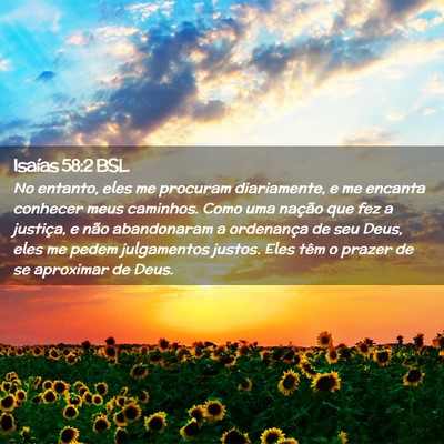 Picture 02 - Isaías 58:2 BSL - No entanto, eles me procuram diariamente, e me - Bible Verse Picture