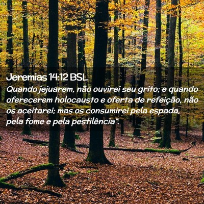 Picture 02 - Jeremias 14:12 BSL - Quando jejuarem, não ouvirei seu grito; e quando - Bible Verse Picture