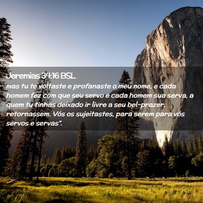Picture 02 - Jeremias 34:16 BSL - mas tu te voltaste e profanaste o meu nome, e - Bible Verse Picture