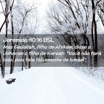 Picture 02 - Jeremias 40:16 BSL - Mas Gedaliah, filho de Ahikam, disse a Johanan o - Bible Verse Picture