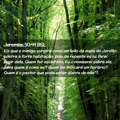 Picture 02 - Jeremias 50:44 BSL - Eis que o inimigo surgirá como um leão da mata - Bible Verse Picture