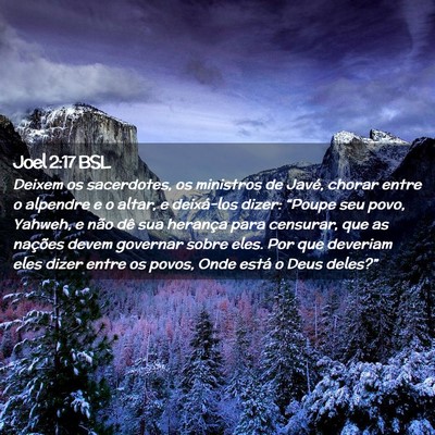 Picture 02 - Joel 2:17 BSL - Deixem os sacerdotes, os ministros de Javé, - Bible Verse Picture